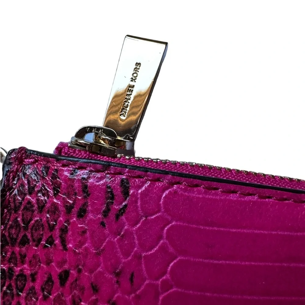 Michael Kors Snakeprint Large Jetset Clutch Fuschia & Black - NWOT